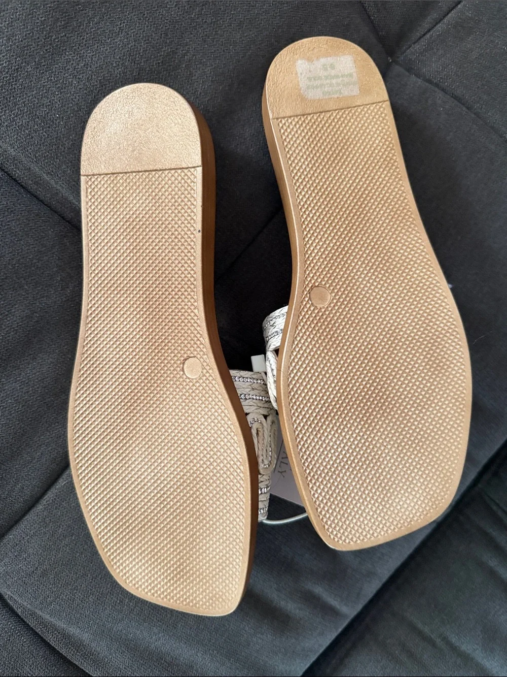Neutral Braided Slide Sandals - Beige